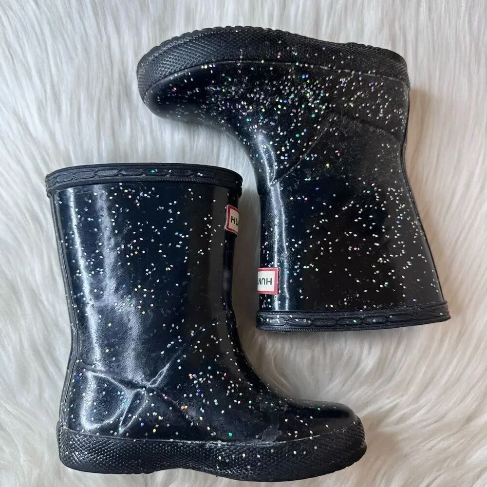 Hunter Kids First Giant Glitter Rain Boots Size UK 5 US 6B/7G